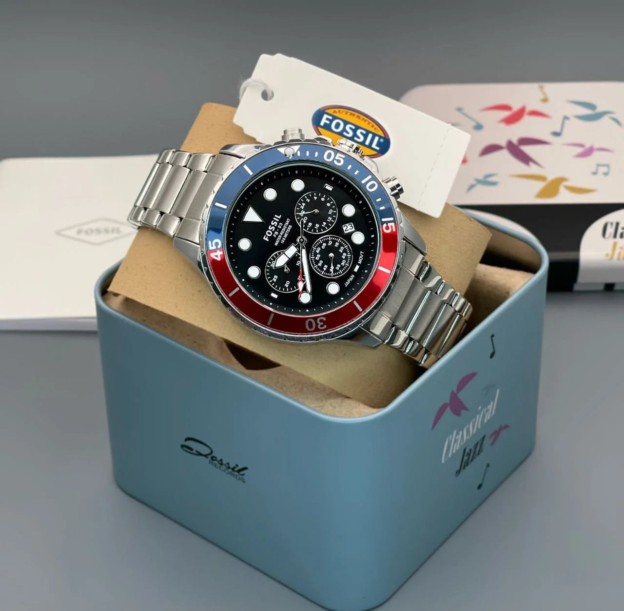 Fb 03 Silver Red Metal Watch