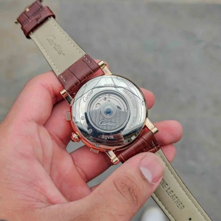 Leather Brown Automatic Watch C
