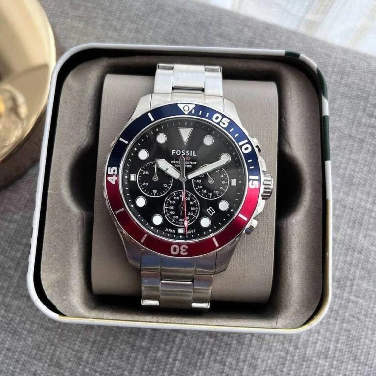 Fb 03 Silver Red Metal Watch